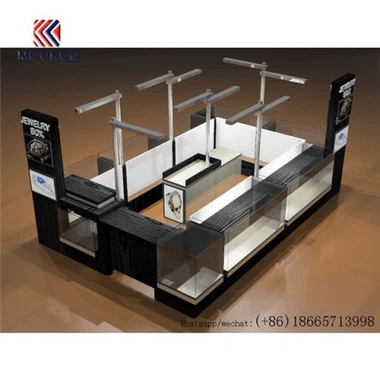 High-end Mall Kiosk With Glass Display Counter Design for Jewellery Display