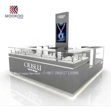 Modern Glass Jewelry Mall Kiosk Design